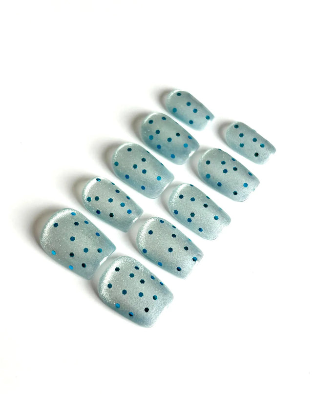 Blue Frost Press On Nails