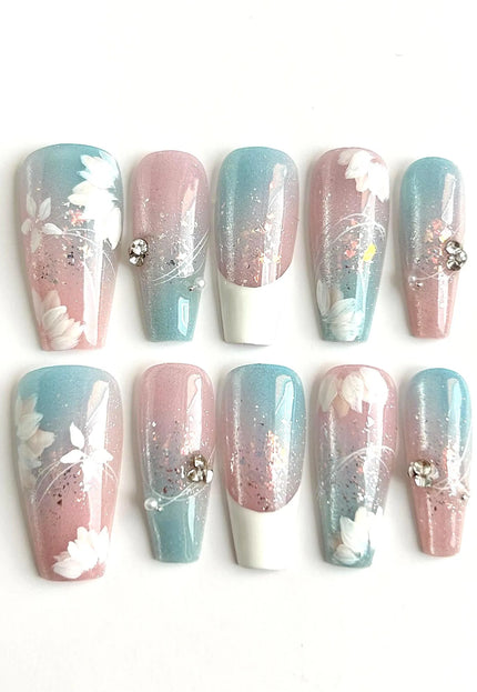 Frosted Bloom Press-On Nails