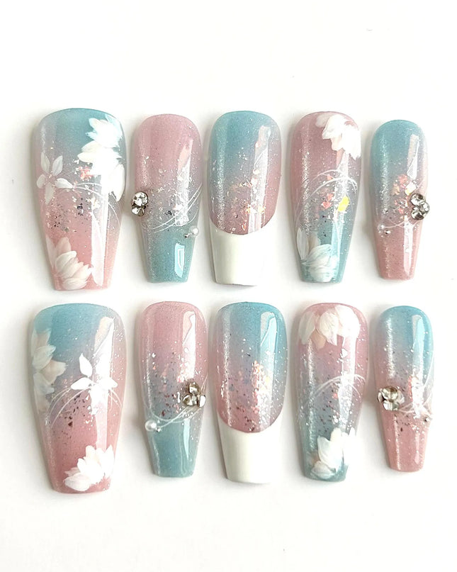 Frosted Bloom Press-On Nails