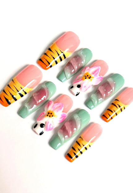 Tiger Blossom Press On Nails