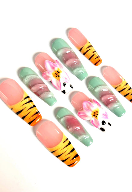 Tiger Blossom Press On Nails