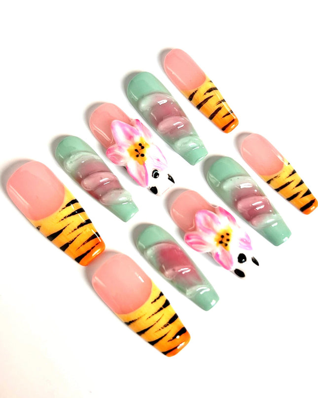 Tiger Blossom Press On Nails