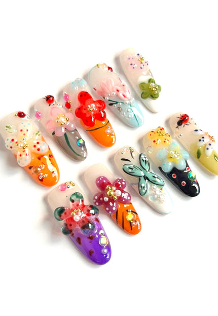 Garden Party 3D Press On Nails
