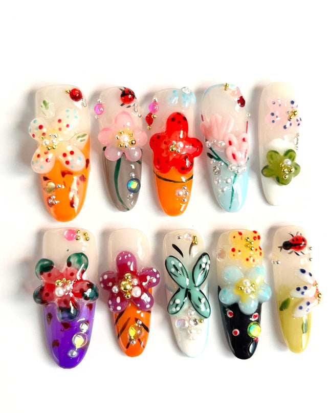 Garden Party 3D Press On Nails