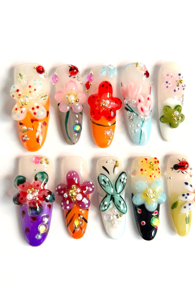 Garden Party 3D Press On Nails