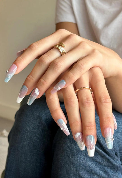 Frosted Bloom Press-On Nails
