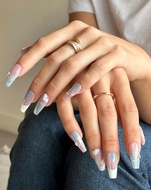 Frosted Bloom Press-On Nails