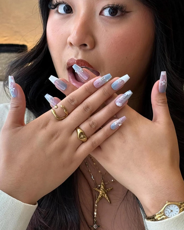 Frosted Bloom Press-On Nails