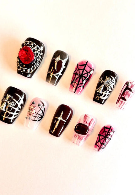 Gothic Ruby Press on Nails