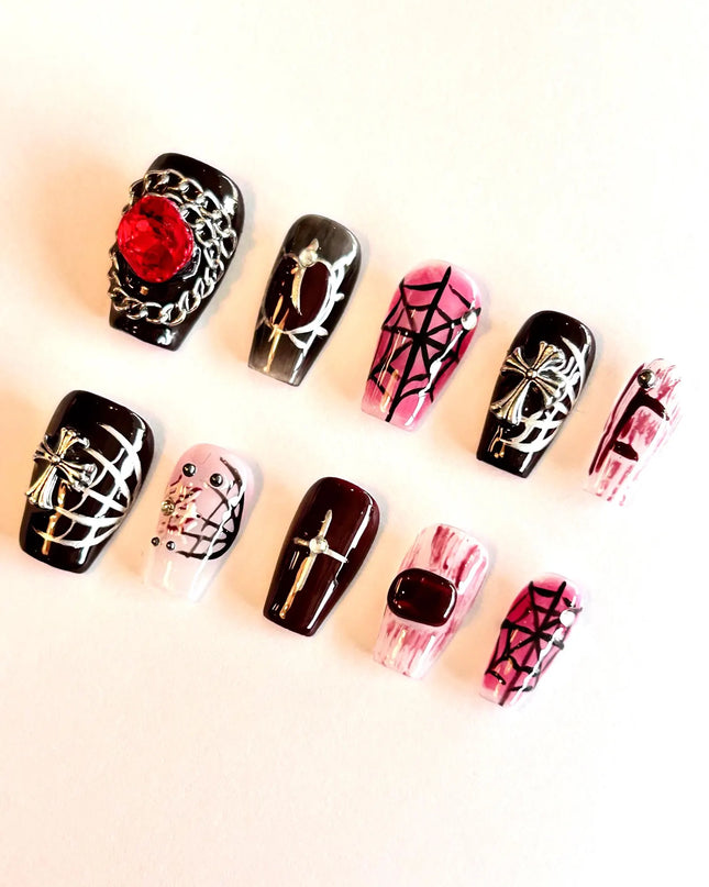 Gothic Ruby Press on Nails