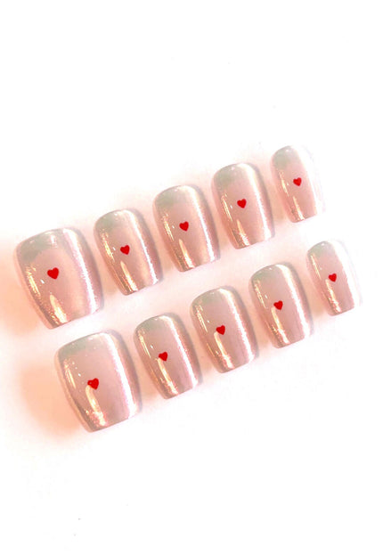 Heart Pink Press on Nails