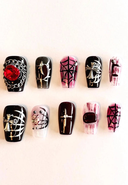 Gothic Ruby Press on Nails