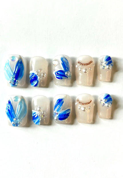 Blue Pearl Press On Nails