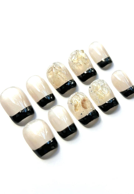 Black French Tip Press on Nails