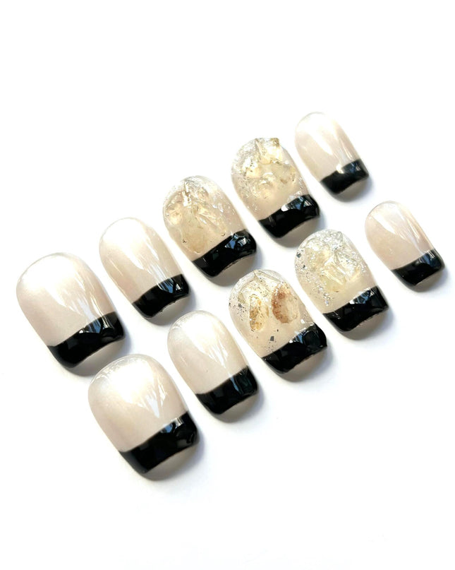 Black French Tip Press on Nails