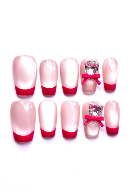 Red French Tip Press On Nails