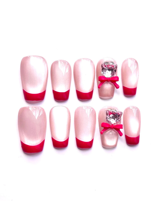 Red French Tip Press On Nails