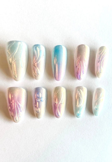 Mermaid Chrome Press on Nails