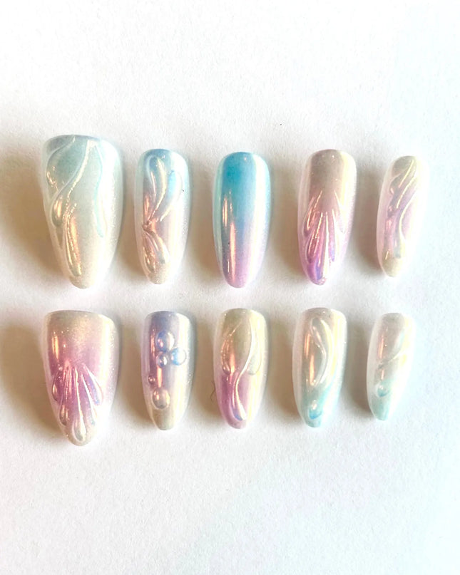 Mermaid Chrome Press on Nails