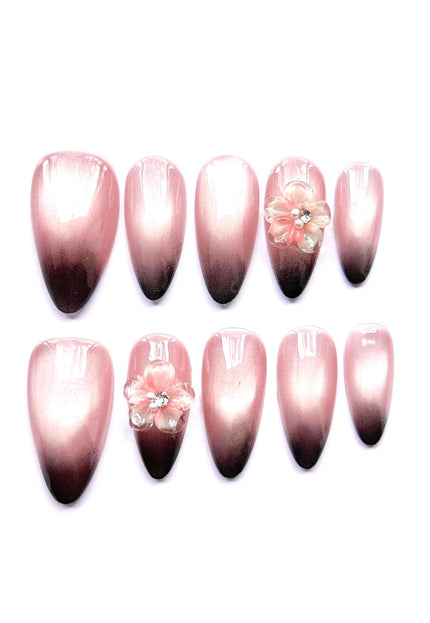 Pink Black Ombre Press On Nails