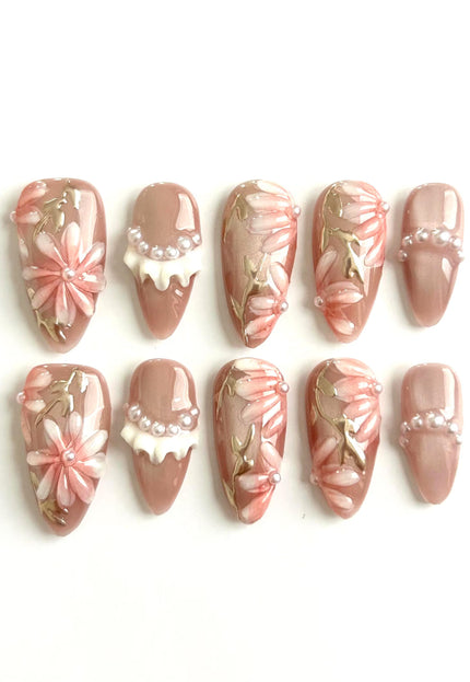 Blush Floral Press-On Nails
