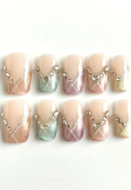 Pastel Gem Press On Nails