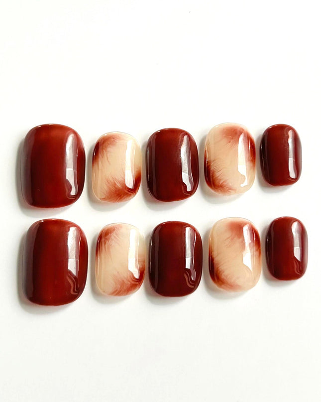 Mocha Swirl Press On Nails