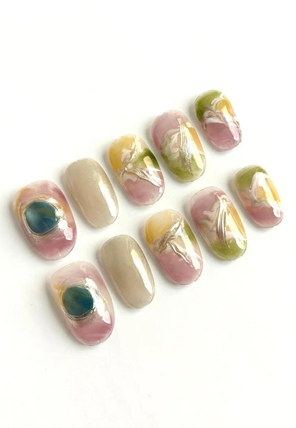 Mist Marble Press On Nails