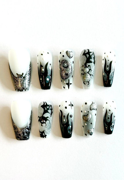 Black Glitter Press on Nails