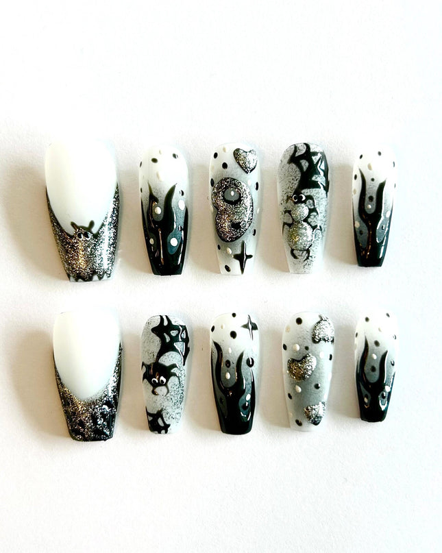 Black Glitter Press on Nails