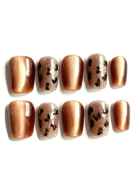 Bronze Leopard Press On Nails