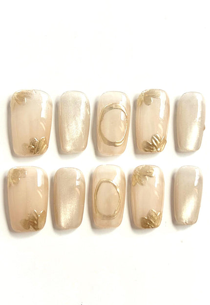 Champagne Petal Press-On Nails
