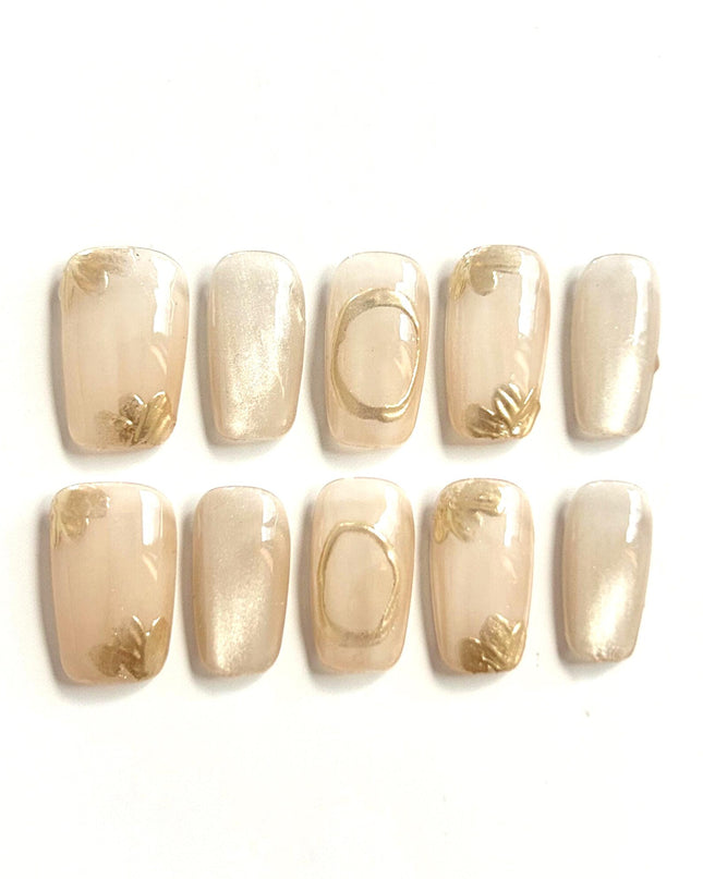 Champagne Petal Press-On Nails