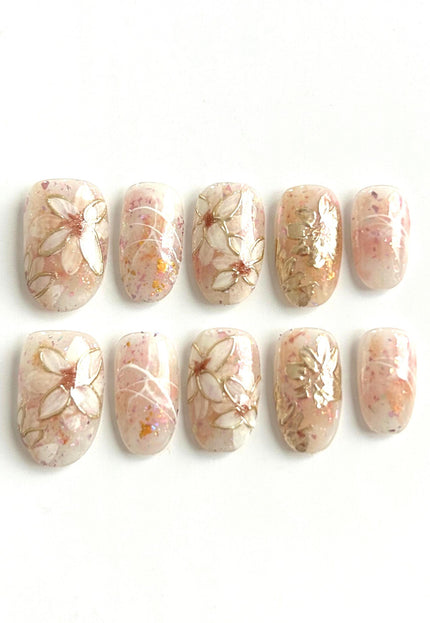 Blossom Glitter Press On Nails