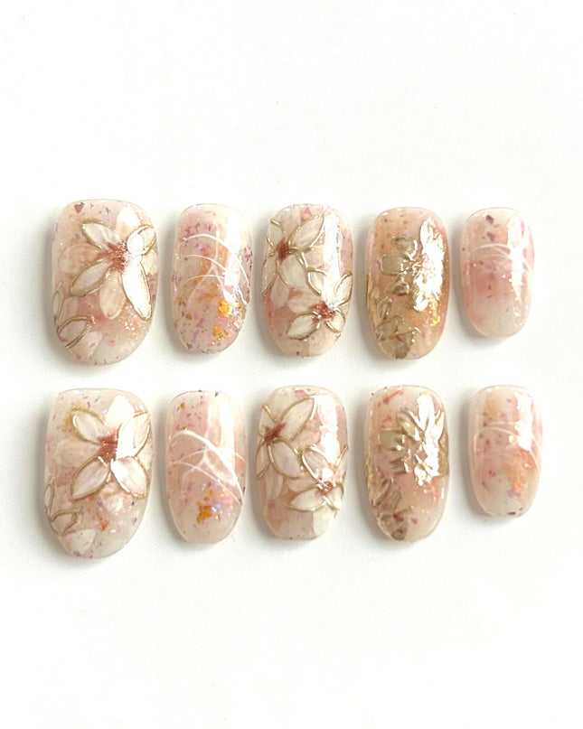 Blossom Glitter Press On Nails