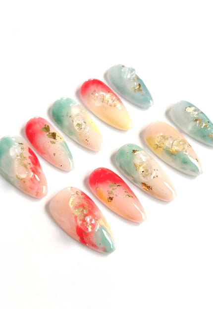 Sunset Marble Press On Nails