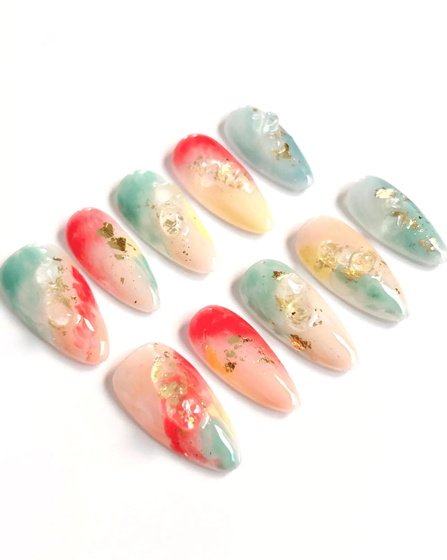 Sunset Marble Press On Nails