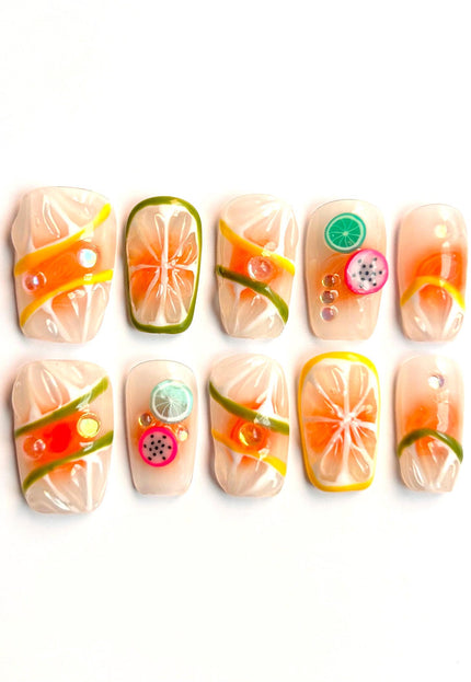 Orange Burst Press On Nails