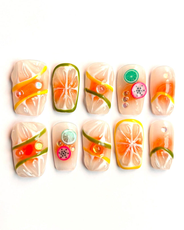 Orange Burst Press On Nails