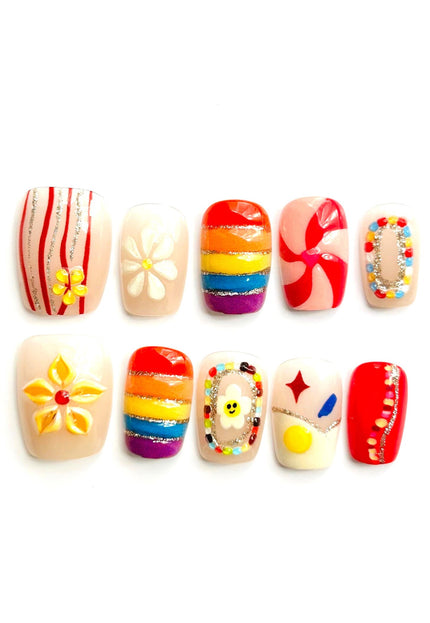 Y2K Rainbow Press-On Nails