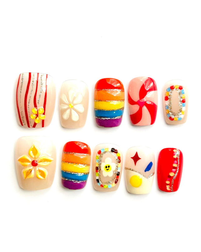Y2K Rainbow Press-On Nails