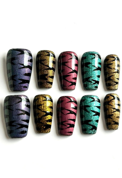 Metallic Stripes Press On Nails