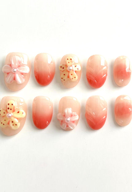 Peach Blossom Press On Nails