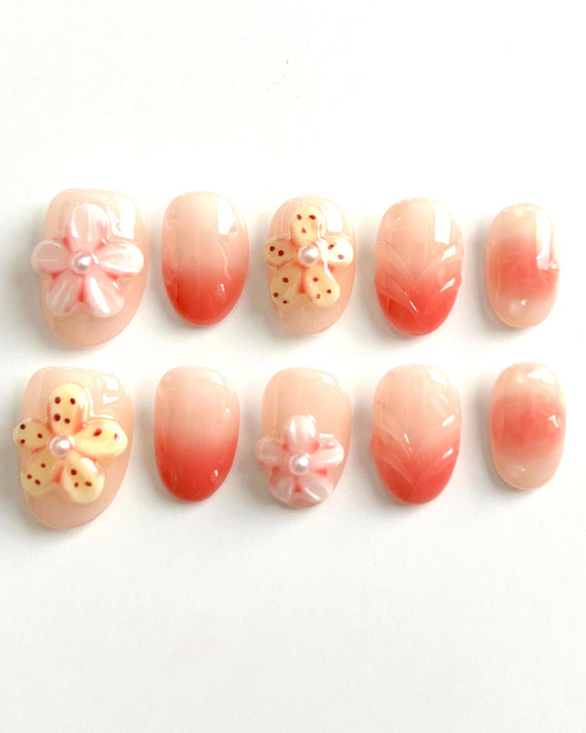 Peach Blossom Press On Nails