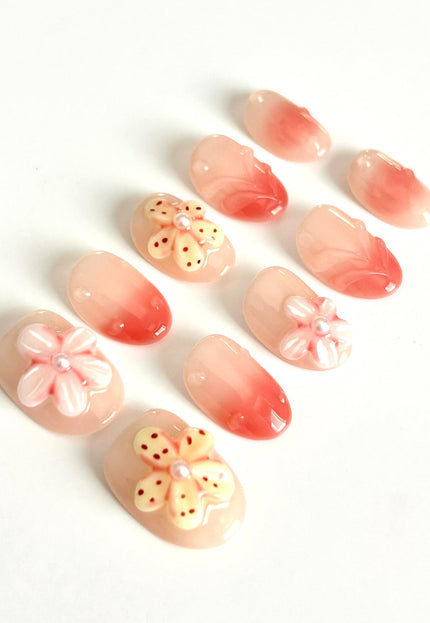 Peach Blossom Press On Nails