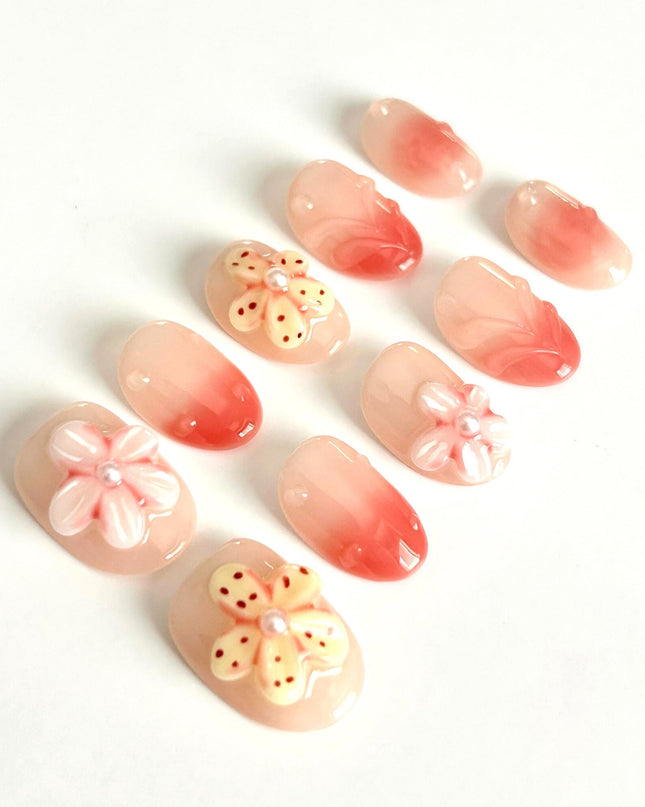 Peach Blossom Press On Nails