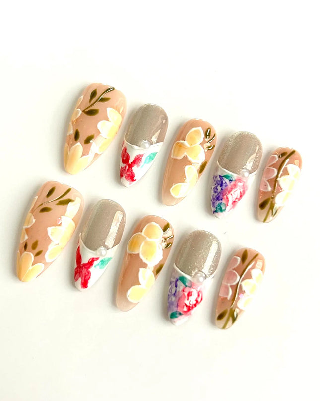 Watercolour Garden Press-On Nails