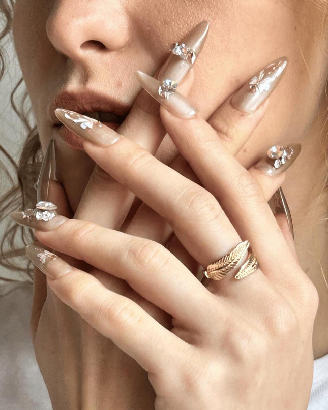 Bow & Gemstone Press-On Nails