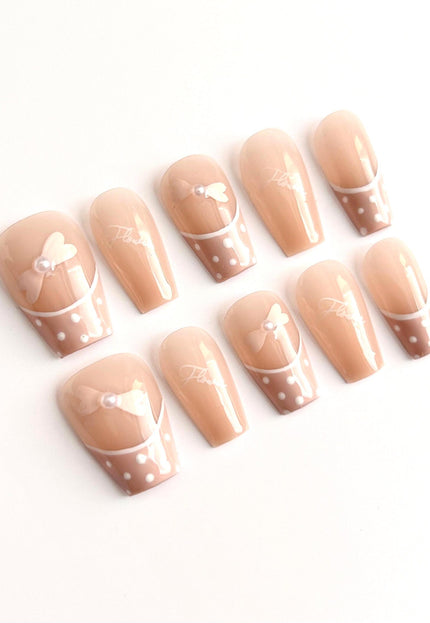 Bow & Polka Dot Press On Nails