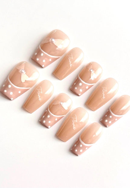 Bow & Polka Dot Press On Nails